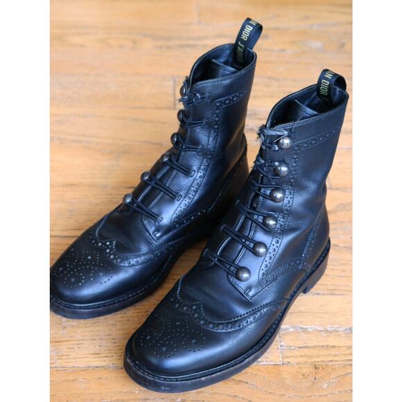 Women's DIOR Perforated Leather Diorunit Brogue Combat Boots 36 6US - Picture 1 of 13